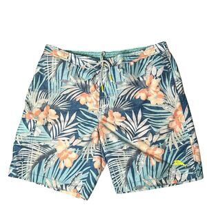 Tommy Bahama Swim Cargo Short Trunks Men's XL Live The Island Life Tropical Blue